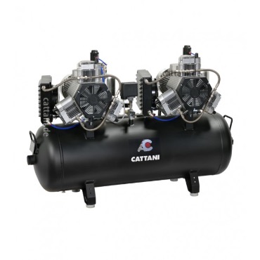 Cattani 150-476 - безмасляный компрессор для 7-ми стоматологических установок, c двумя осушителями, с пластиковым кожухом, с ресивером 150 л, 476 л/мин