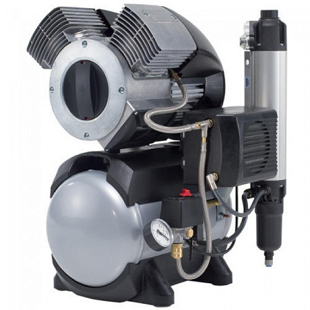 Durr Dental Tornado 2+ – Максимально бесшумная комплектация 2-х цилиндрового компрессора с электронным блоком управления для двух стоматологов, c мембранным осушителем